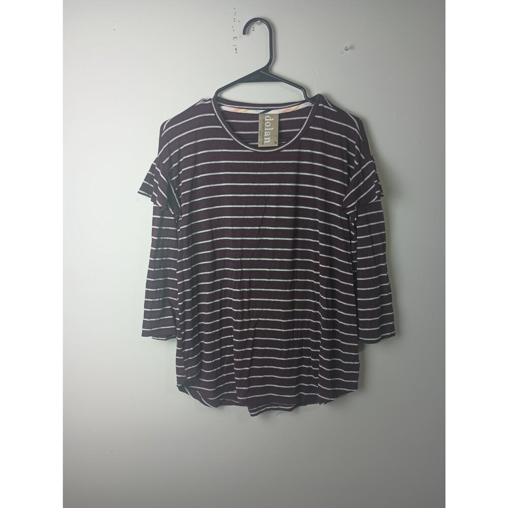 Anthropologie Dolan Top Medium Binney Striped Knit Ruffle Sleeve Blouse Jersey